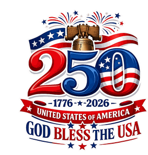 America 250: 1776 to 2026. United States of America. God Bless The USA.